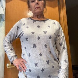 Disney Gray Crew Neck Sweater with Star Pattern